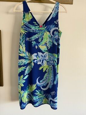 Lilly Pulitzer Navy Blue Tropical Print midi dress